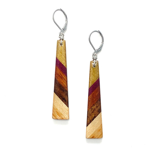 Skinny Rectangle Reclaimed Wood Earrings