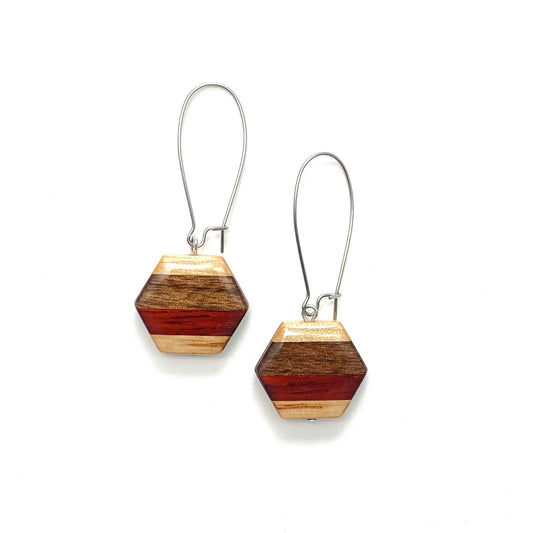 Hexagon Reclaimed Wood Earrings