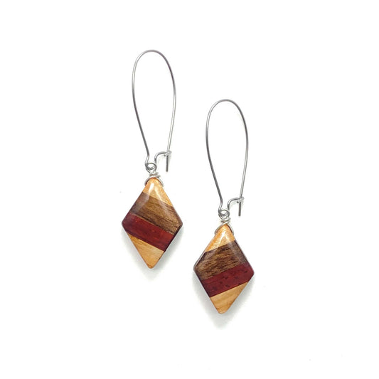 Mini Diamond Reclaimed Wood Earrings