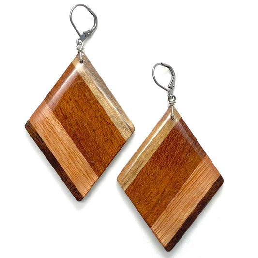 Jumbo Diamond Reclaimed Wood Earrings