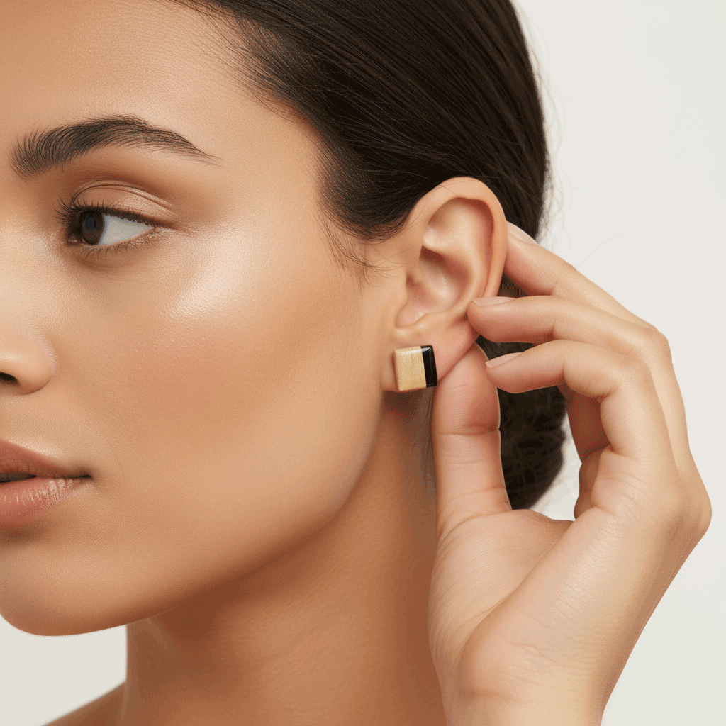 Square Post Studs Reclaimed Wood Earrings