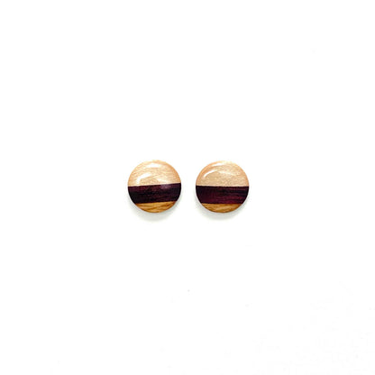 Small Circle Post Stud Reclaimed Wood Earrings