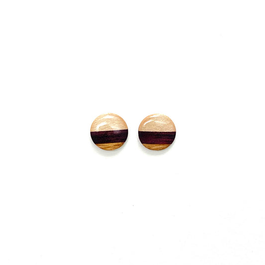 Small Circle Post Stud Reclaimed Wood Earrings