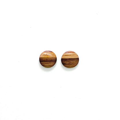 Small Circle Post Stud Reclaimed Wood Earrings