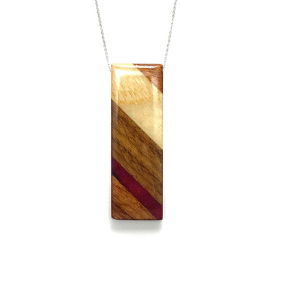 Large Rectangle Reclaimed Wood Necklace
