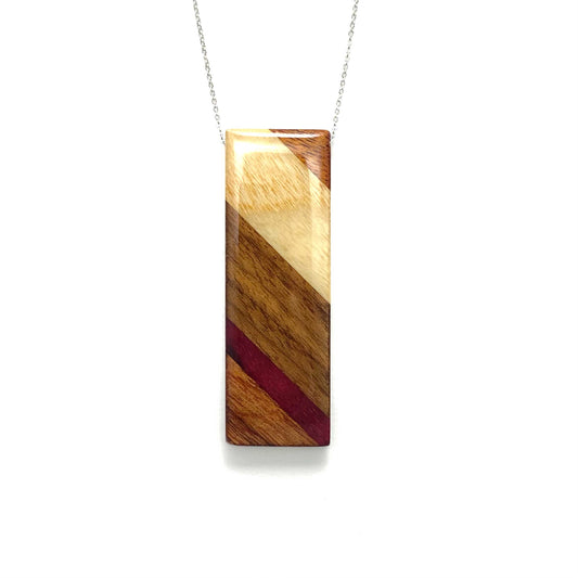 Large Rectangle Reclaimed Wood Necklace