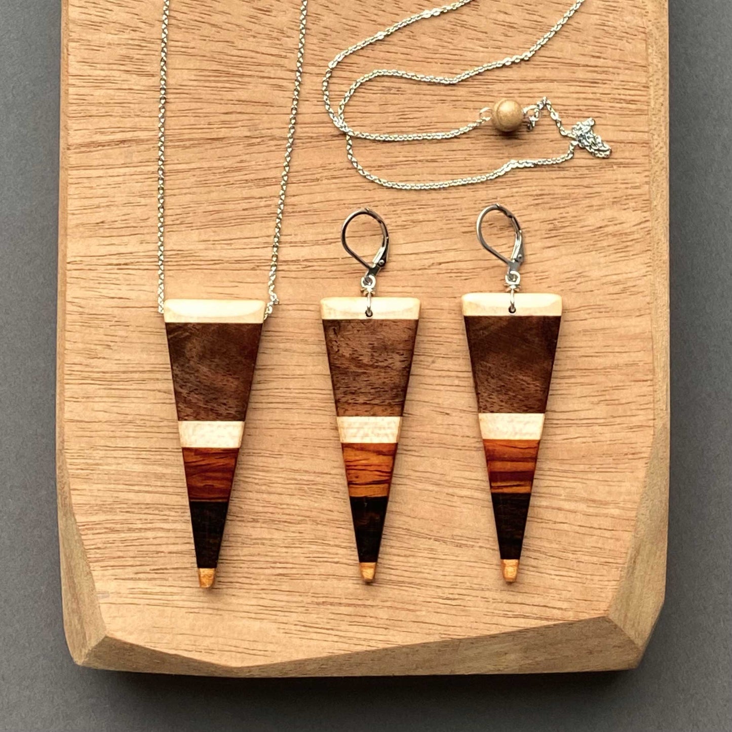 Spears Reclaimed Wood Necklace and Earring Set