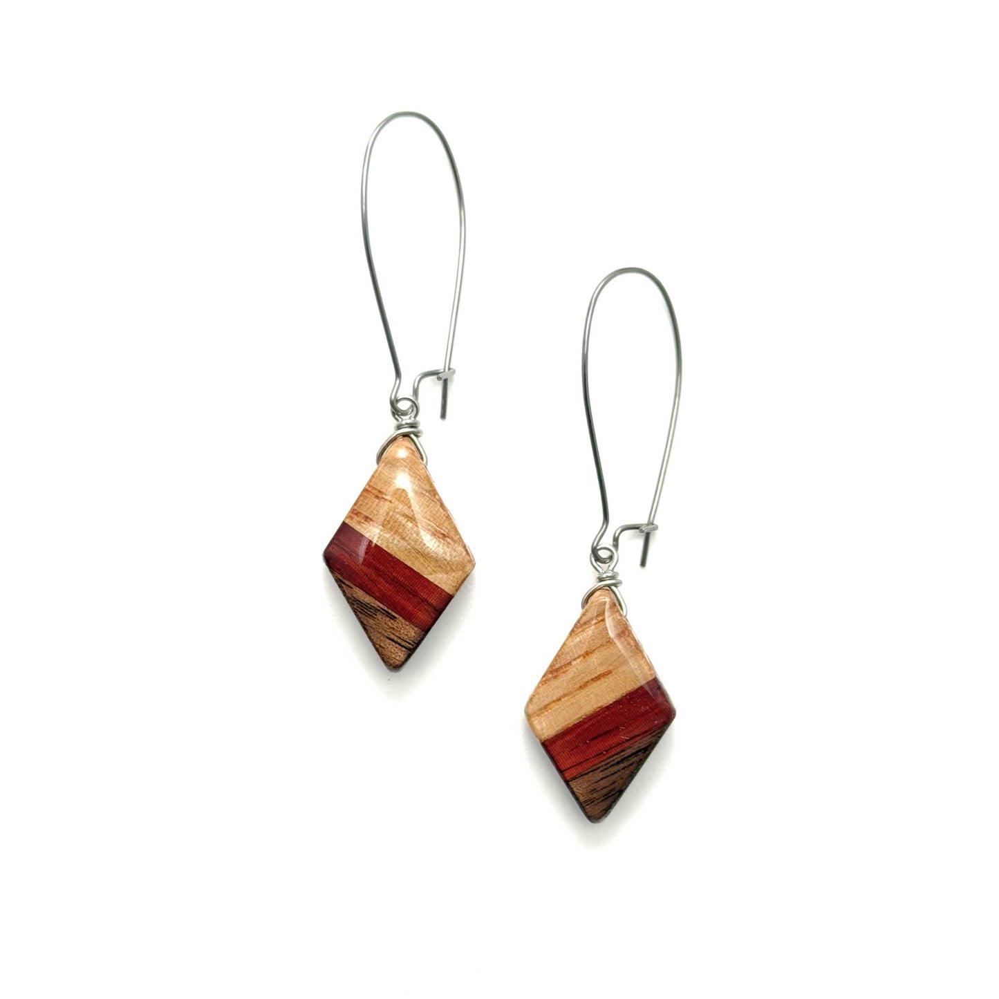 Mini Diamond Reclaimed Wood Earrings