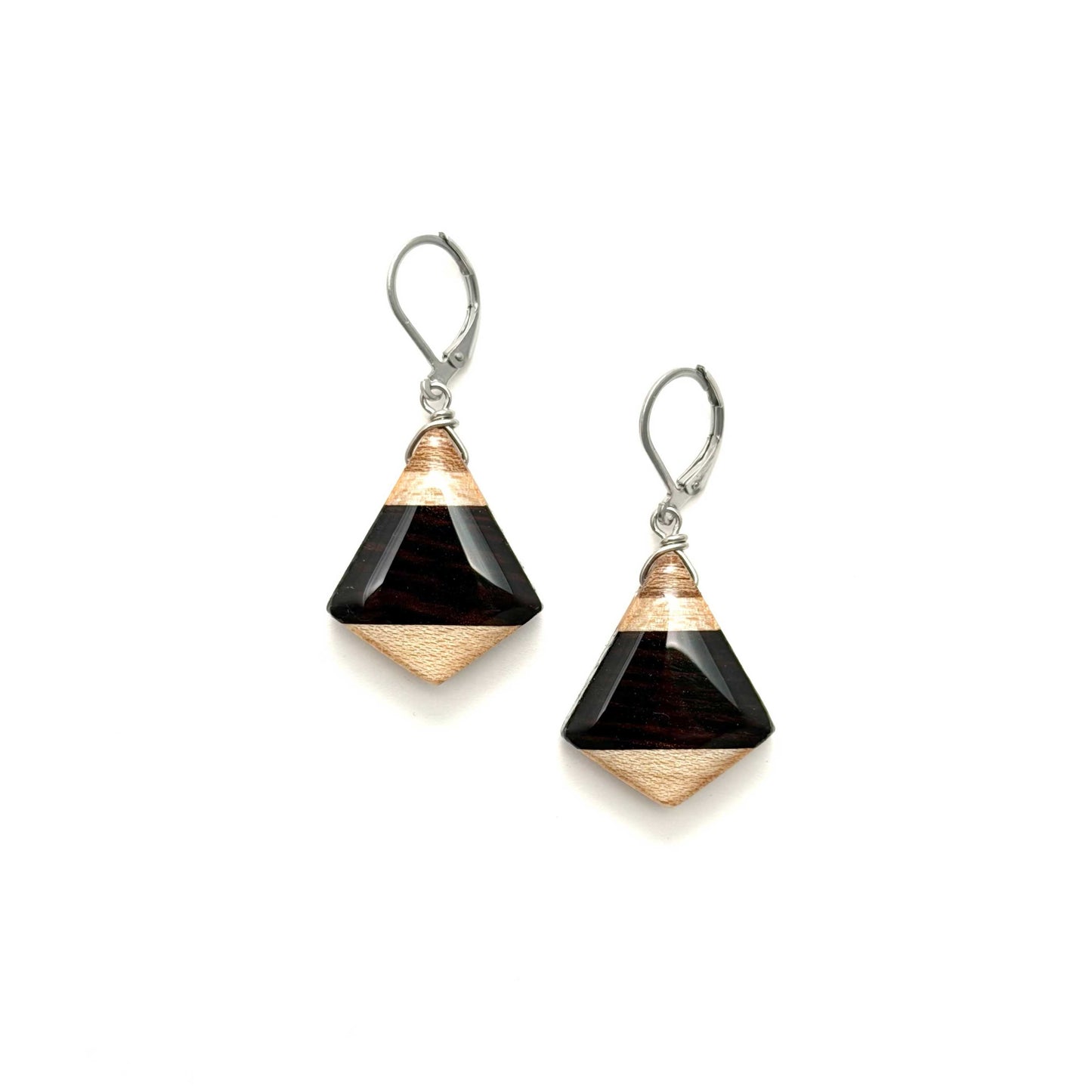 Small Fan Reclaimed Wood Earrings