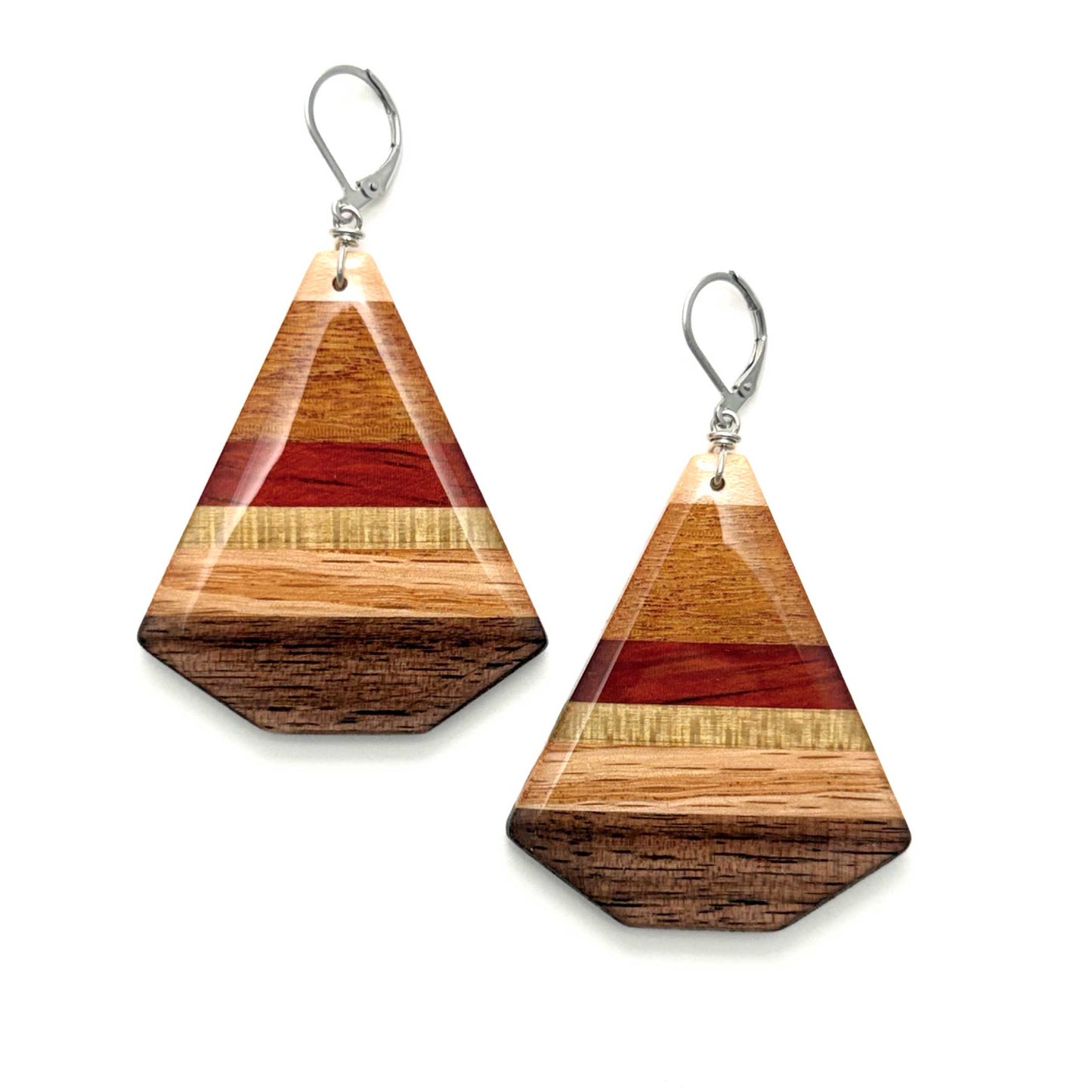 Large Fan Reclaimed Wood Earrings