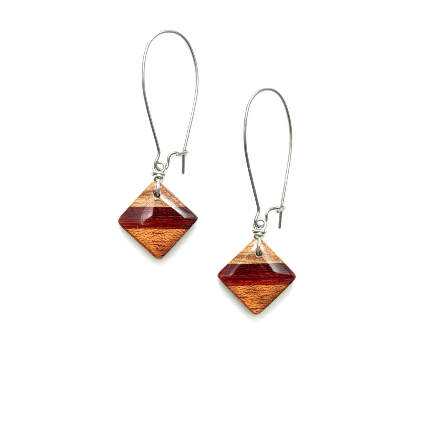 Small Diamond Reclaimed Wood Earrings