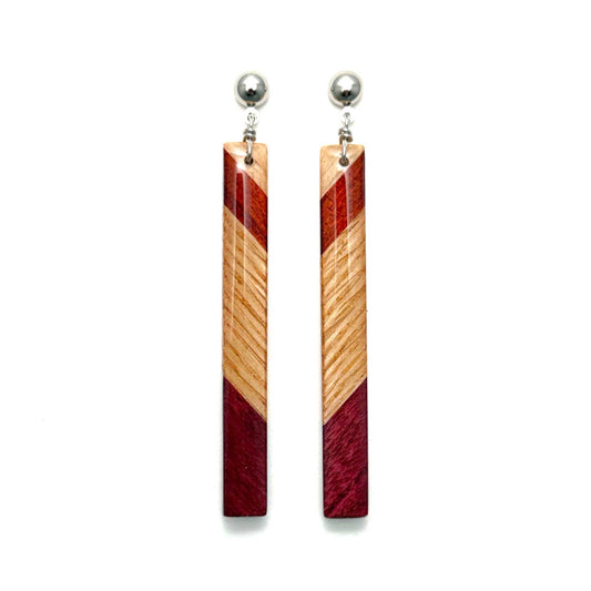 Skinny Stick Reclaimed Wood Earrings