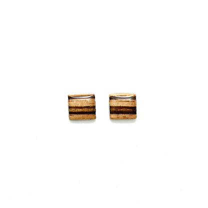 Square Post Studs Reclaimed Wood Earrings