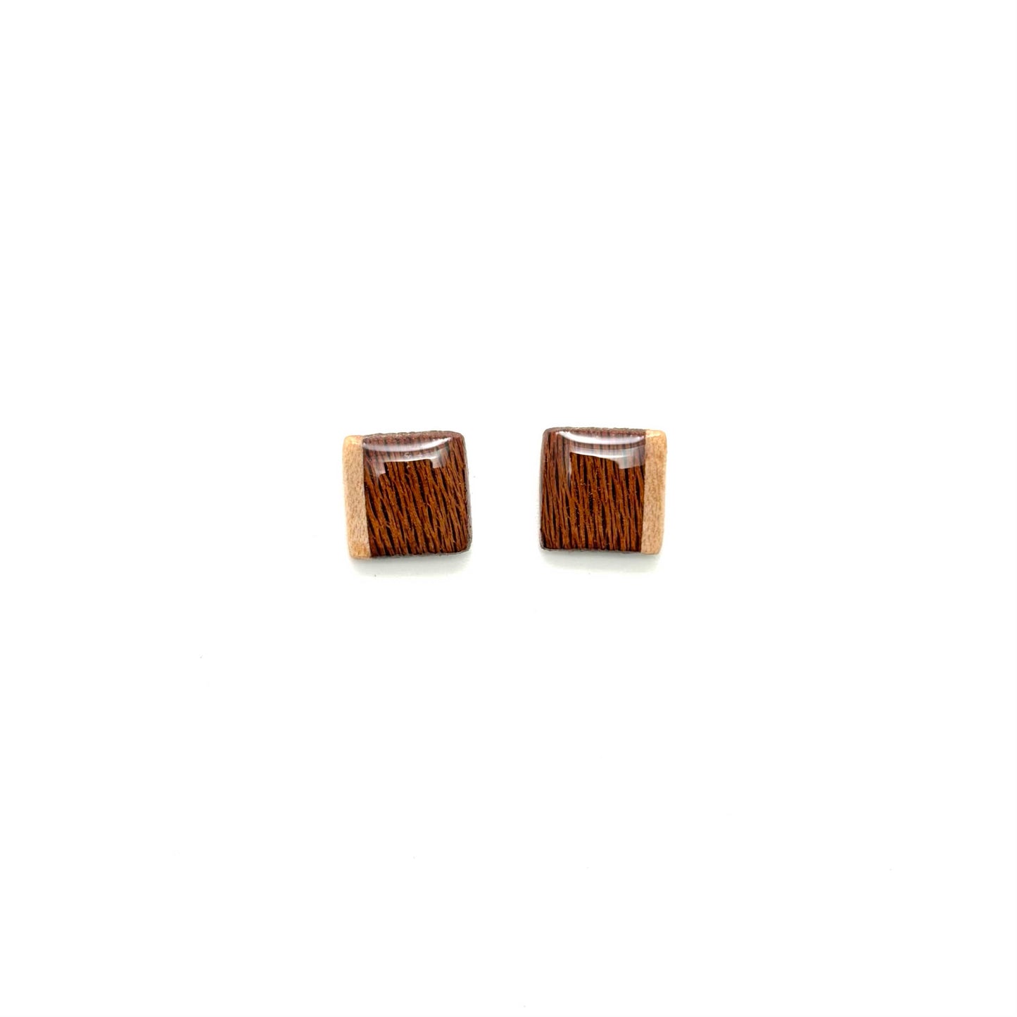 Square Post Studs Reclaimed Wood Earrings