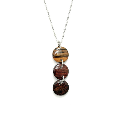 Small Circles Reclaimed Wood Necklace