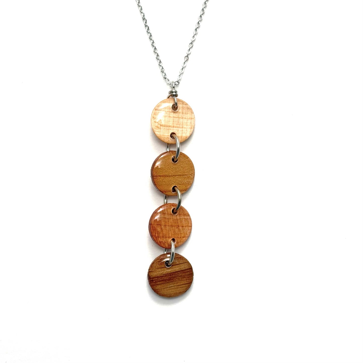 Small Circles Reclaimed Wood Necklace