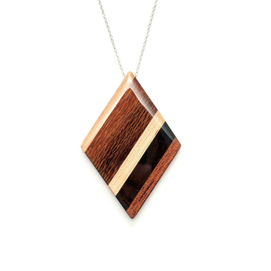 Jumbo Diamond Reclaimed Wood Necklace