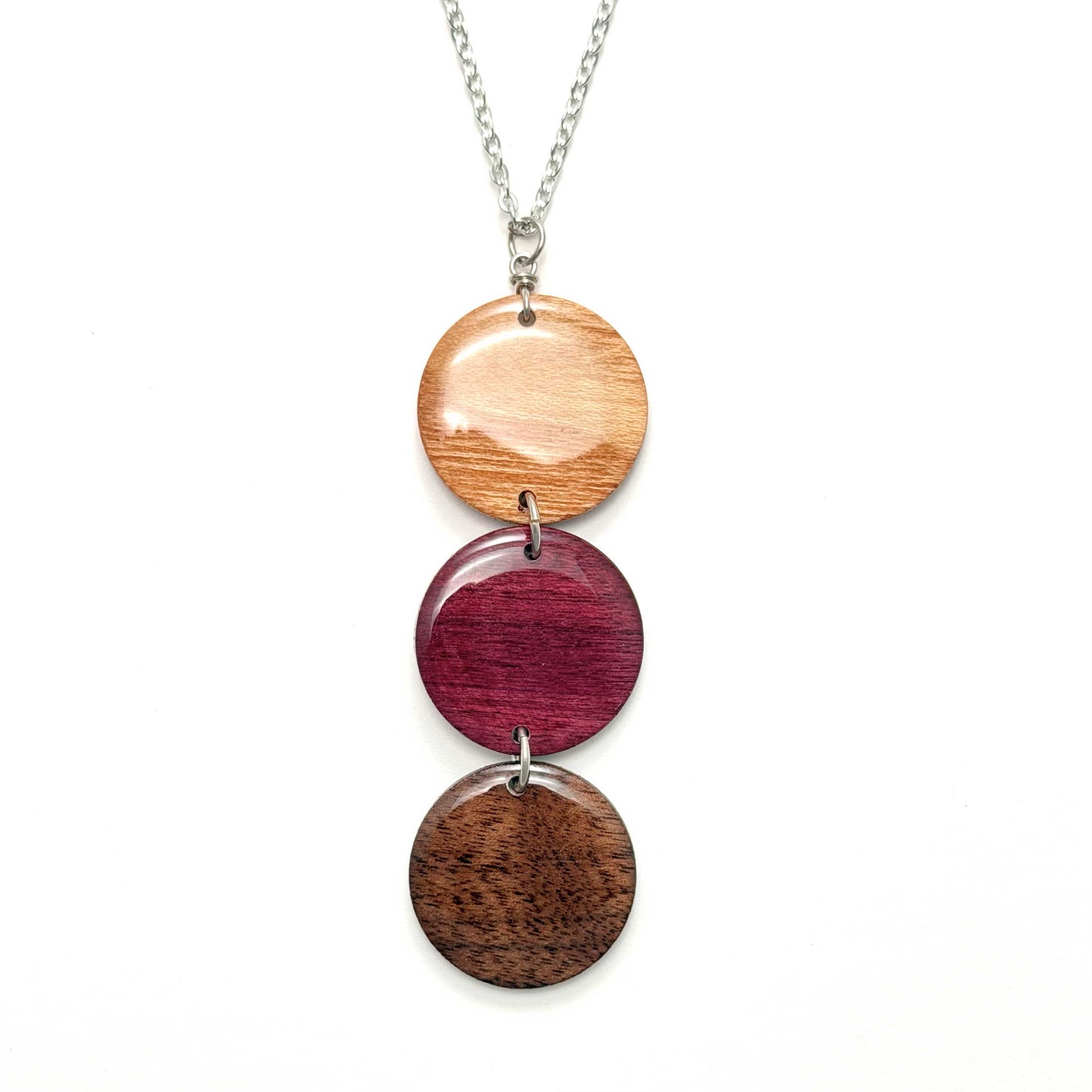 Triple Large Circle Reclaimed Wood Necklace