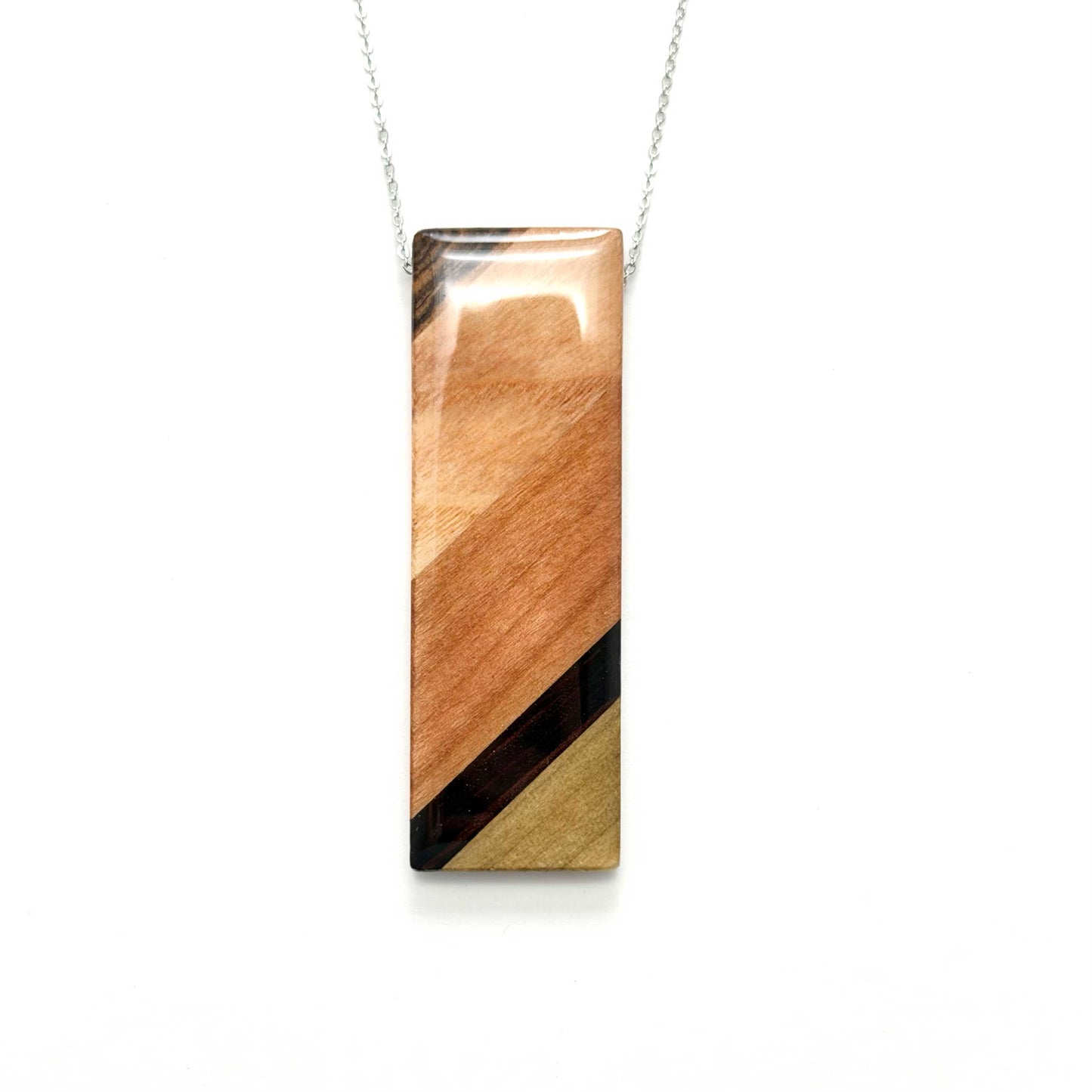 Large Rectangle Reclaimed Wood Necklace