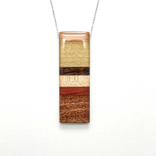Large Rectangle Reclaimed Wood Necklace
