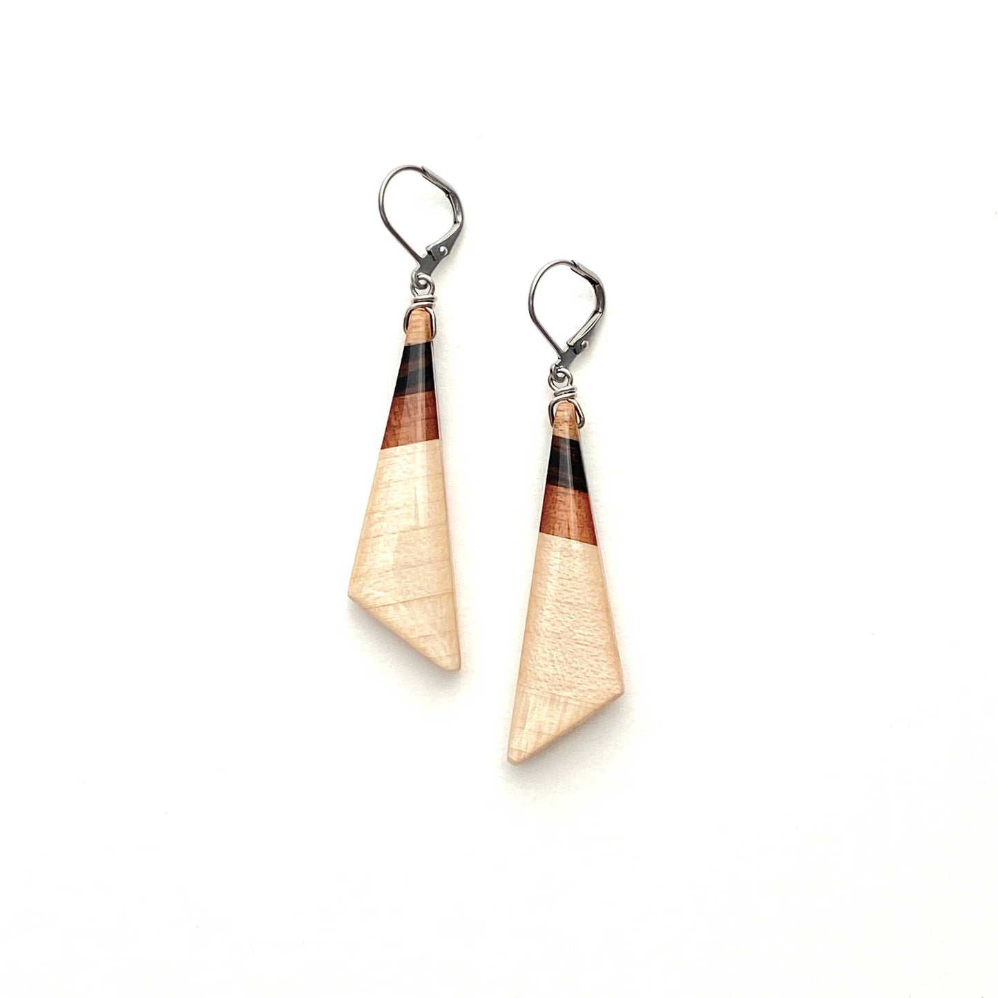 Obtuse Triangle Reclaimed Wood Earrings