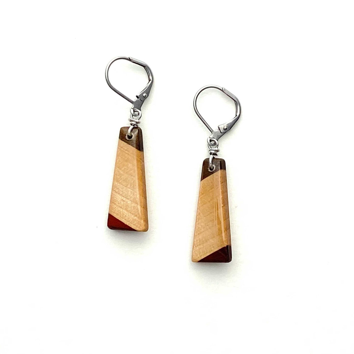 Small Isosceles Reclaimed Wood Earrings