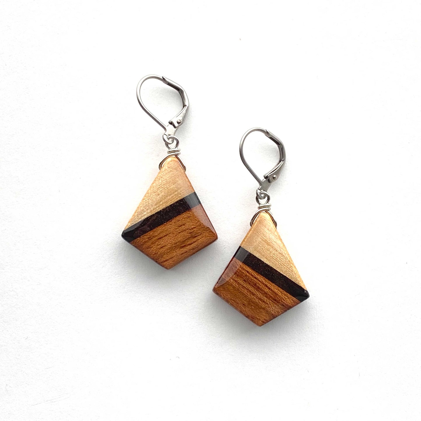 Small Fan Reclaimed Wood Earrings