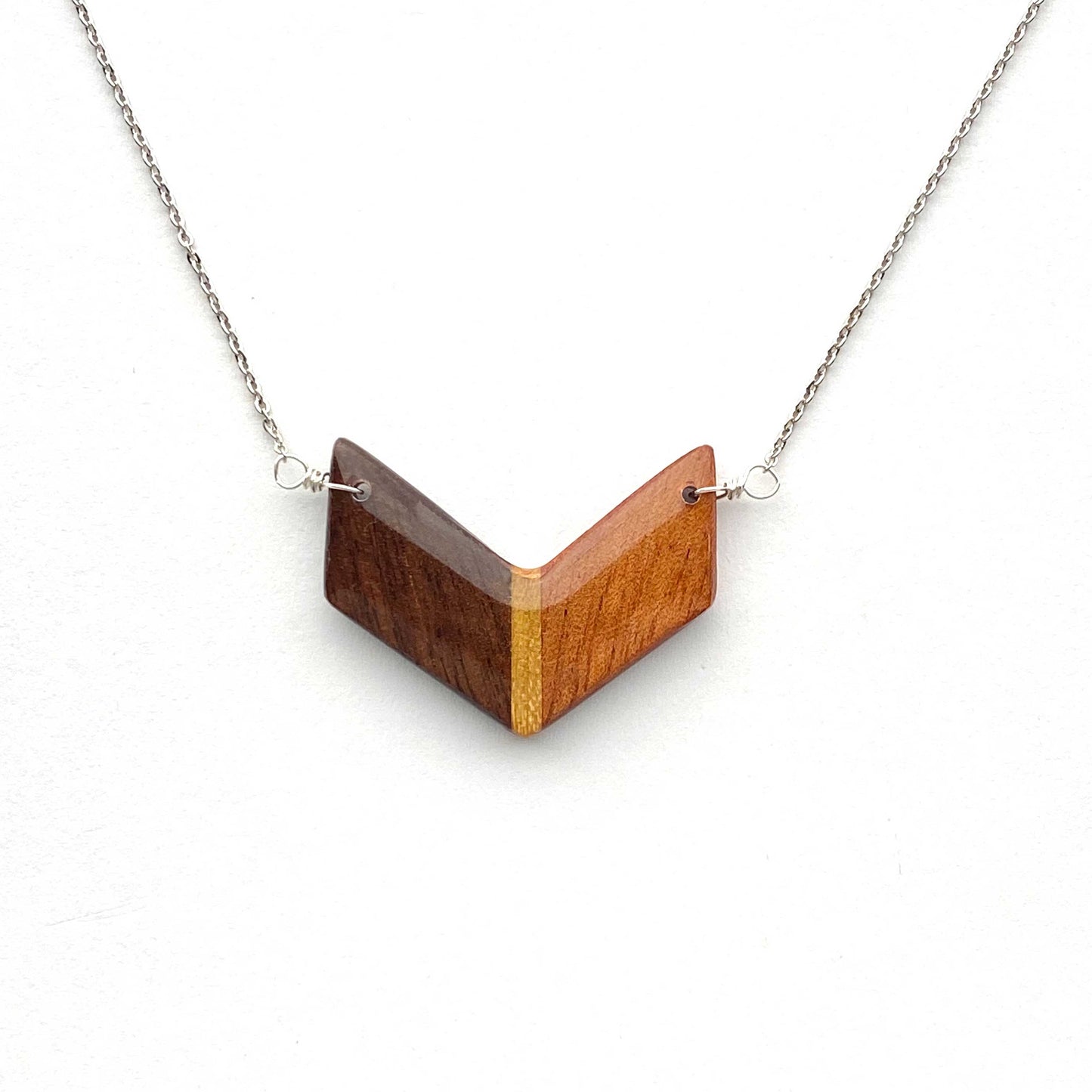 Small Chevron Reclaimed Wood Necklace