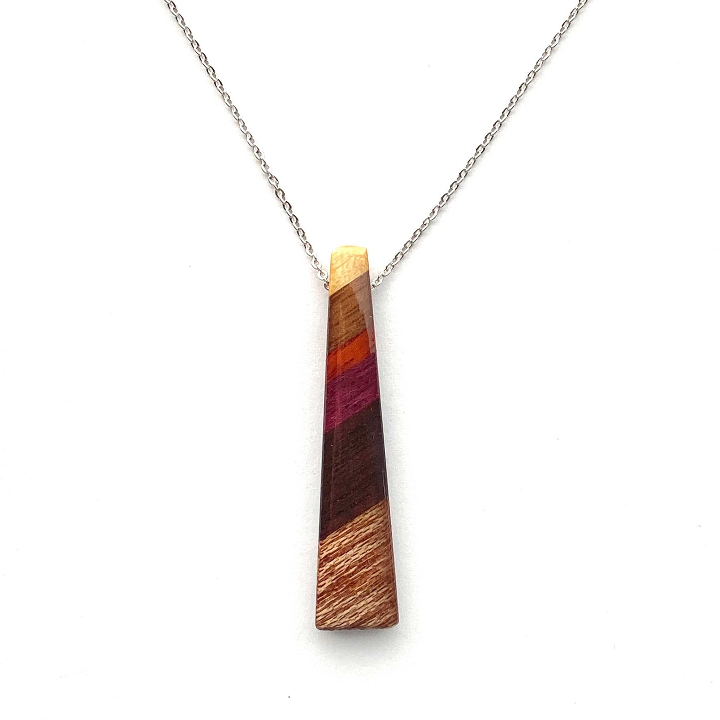 Skinny Rectangle Reclaimed Wood Necklace