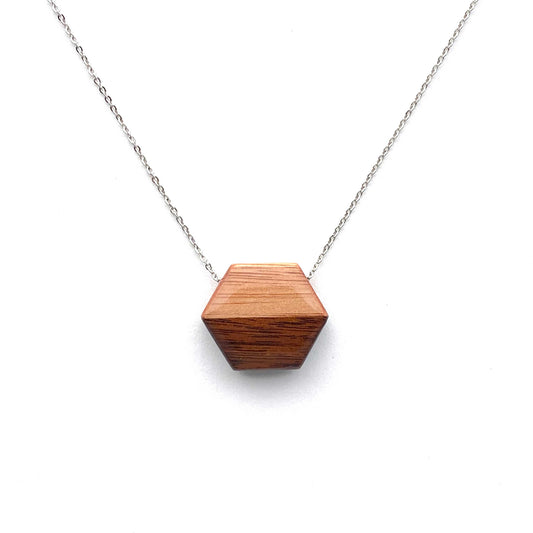 Small Hexagon Reclaimed Wood Necklace