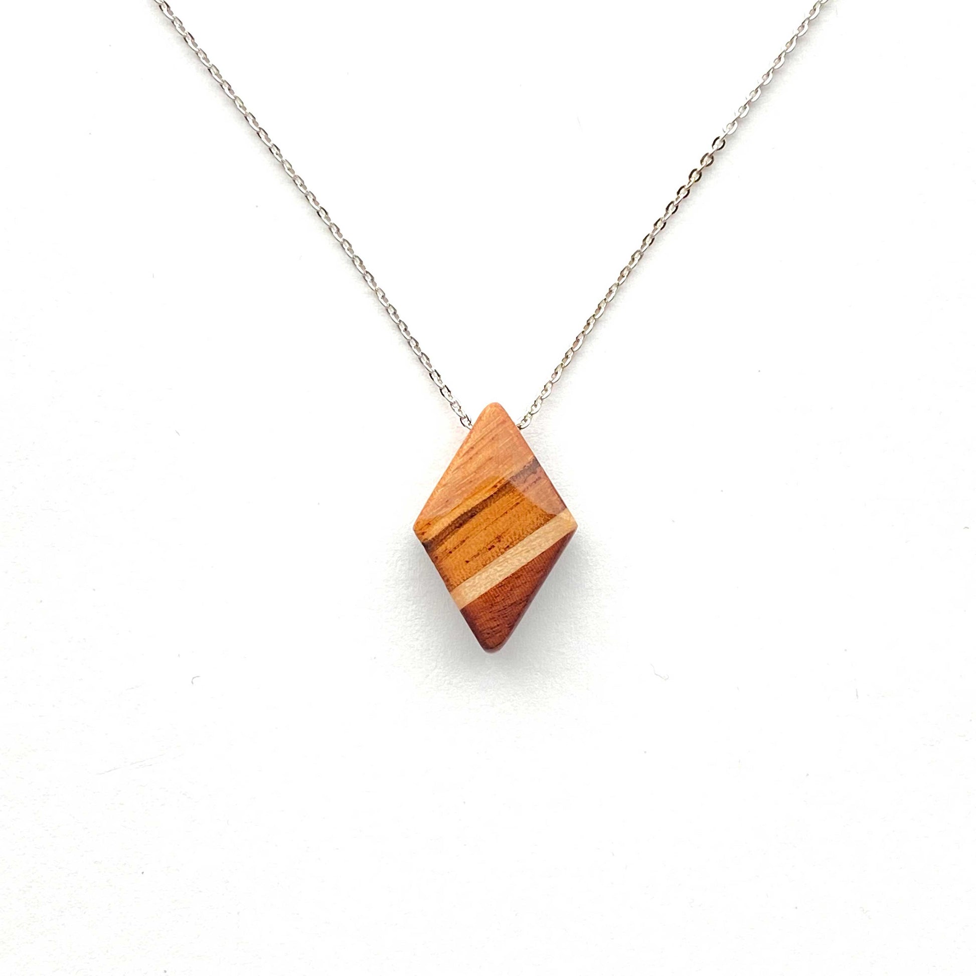 Mini Diamond Reclaimed Wood Necklace Handmade Wood Jewelry