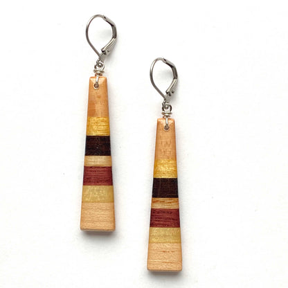 Skinny Rectangle Reclaimed Wood Earrings