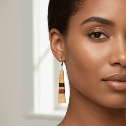 Skinny Rectangle Reclaimed Wood Earrings