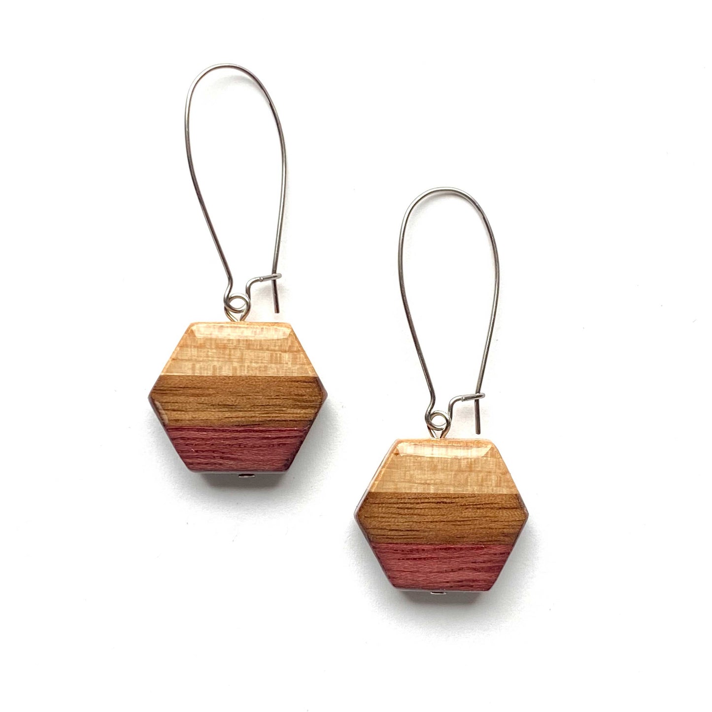 Hexagon Reclaimed Wood Earrings
