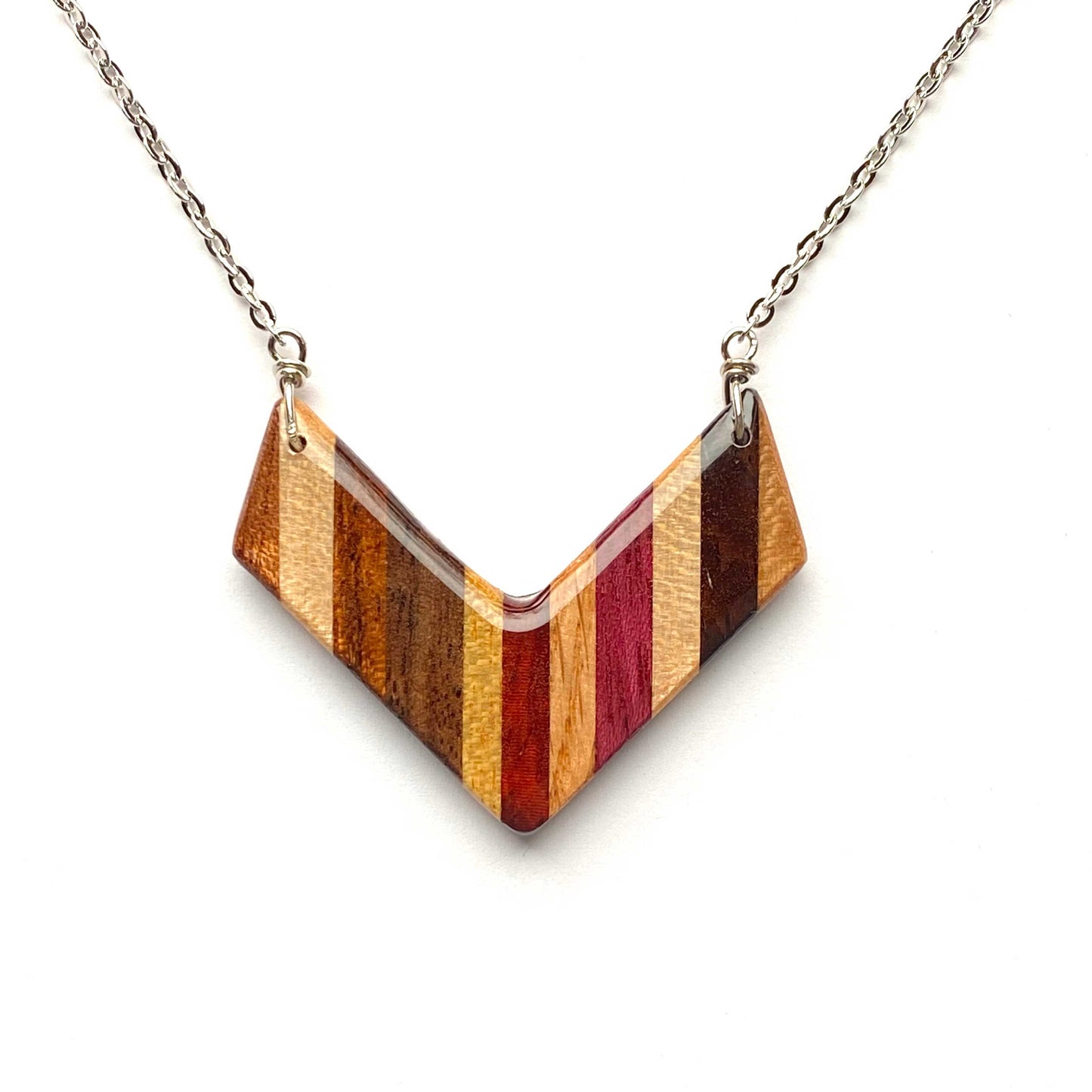 Large Chevron Reclaimed Wood Necklace
