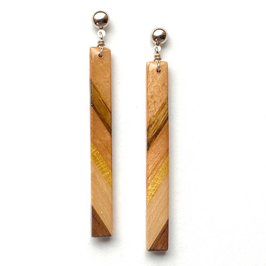 Skinny Stick Reclaimed Wood Earrings