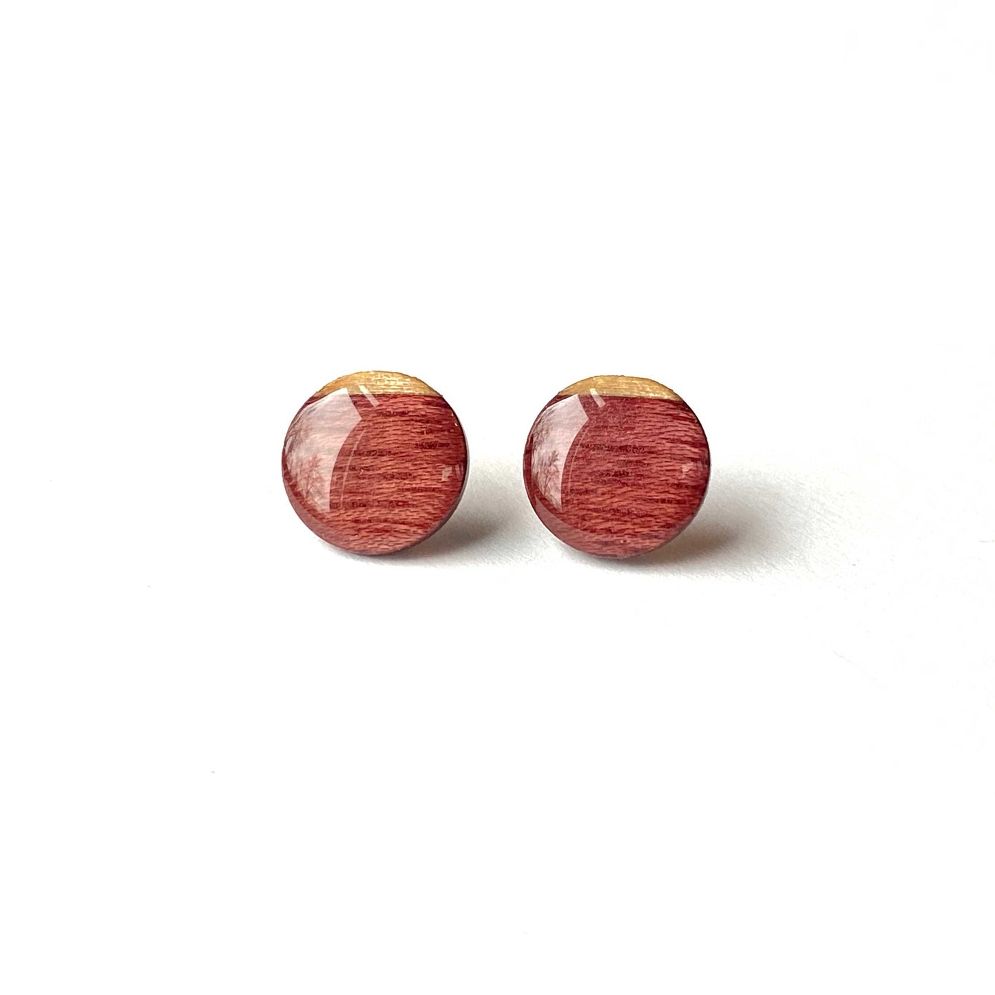Small Circle Post Stud Reclaimed Wood Earrings