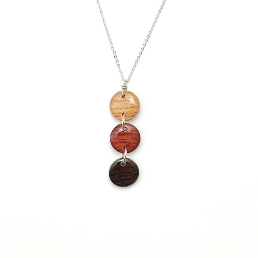 Small Circles Reclaimed Wood Necklace