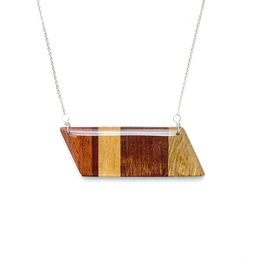 Large Angle Reclaimed Wood Necklace