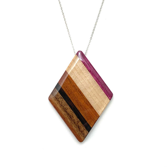 Jumbo Diamond Reclaimed Wood Necklace