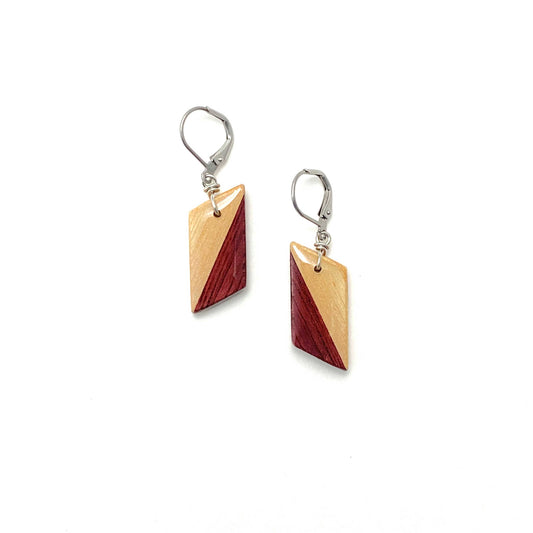 Small Angle Reclaimed Wood Earrings