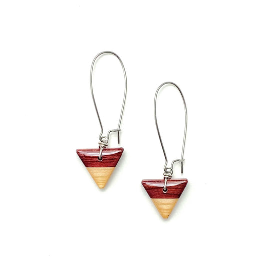 Small Triangle Reclaimed Wood Earrings