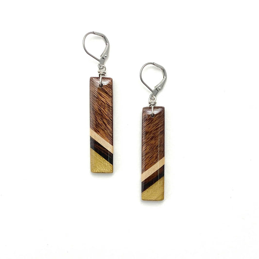 Rectangle Reclaimed Wood Earrings