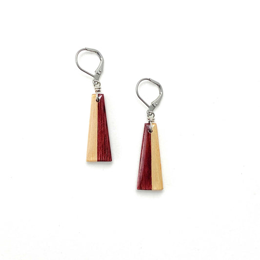 Small Isosceles Reclaimed Wood Earrings