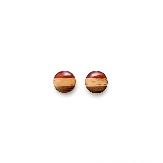 Small Circle Post Stud Reclaimed Wood Earrings