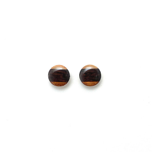 Small Circle Post Stud Reclaimed Wood Earrings