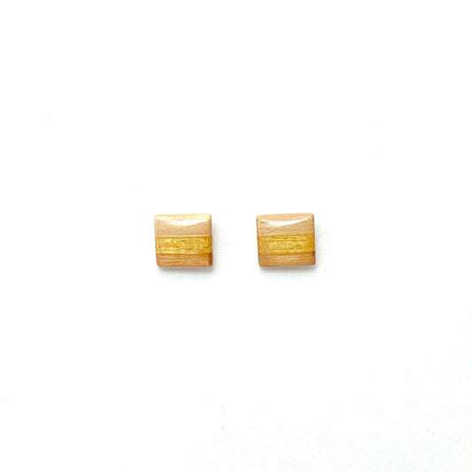 Square Post Studs Reclaimed Wood Earrings