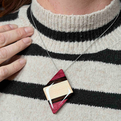 Jumbo Diamond Reclaimed Wood Necklace