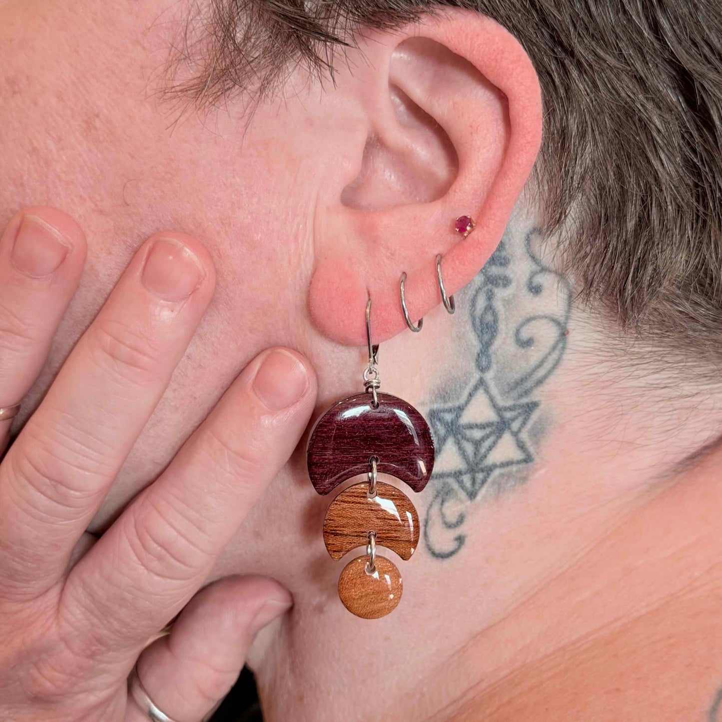 Large/Medium/Small Circles Reclaimed Wood Earrings
