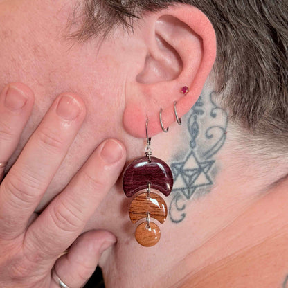 Large/Medium/Small Circles Reclaimed Wood Earrings